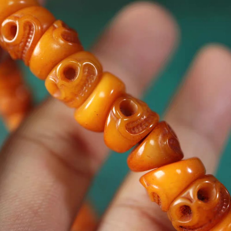 Vintage Tibetan Yak Bone Skull Prayer Beads