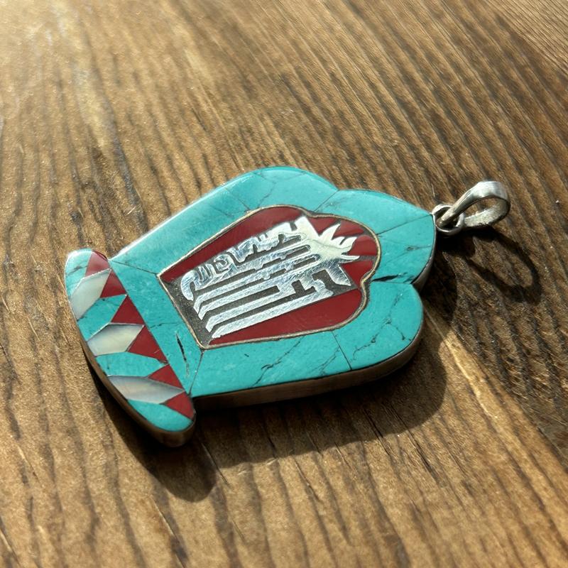 Crushed Turquoise Silver Inlay Nepali Pendant