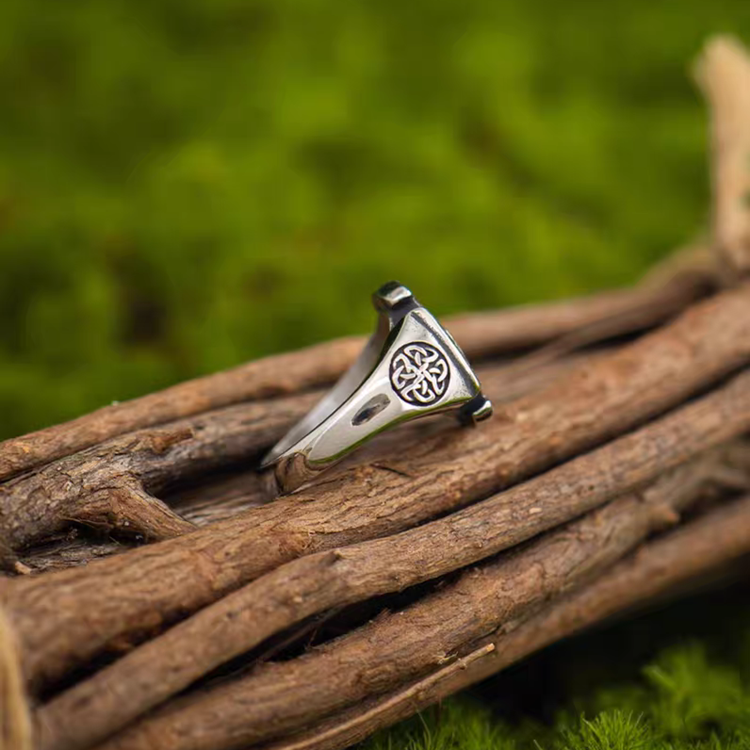 Titanium Celtic Cross Triquetra Viking Ring