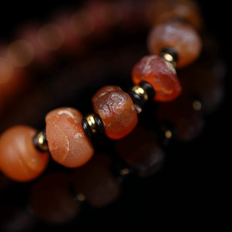 Vintage Tibetan Agate Wrist Mala Prayer Beads