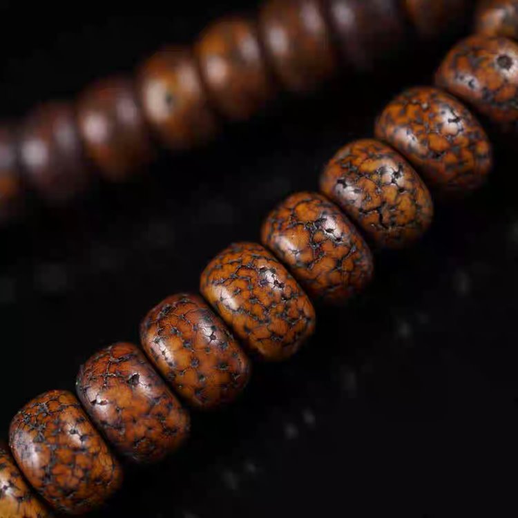 Authentic Antique Tibetan Star Moon Bodhi Seed Mala Beads