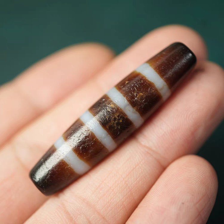 Crimson Waves Chund Dzi Bead