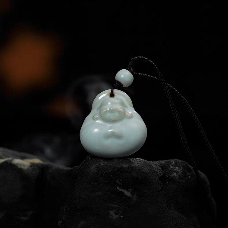 Porcelain Laughing Buddha Pendant