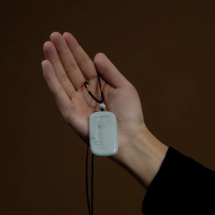 Contemporary Porcelain Buddha Head Pendant