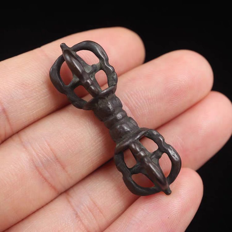 Vintage Tibetan Iron Lotus Scepter Pendant