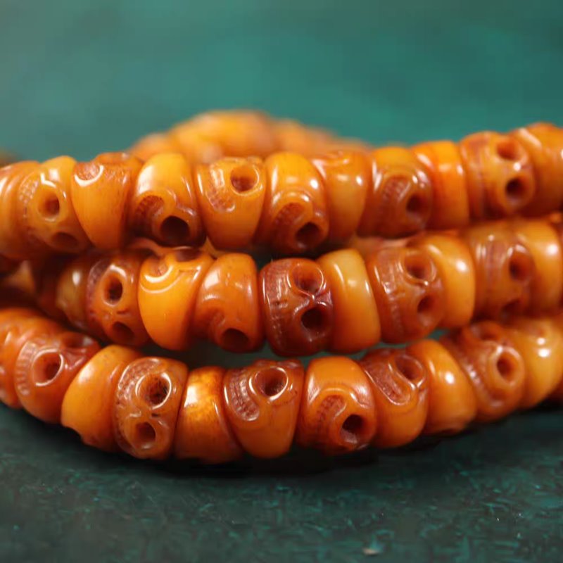 Vintage Tibetan Yak Bone Skull Prayer Beads