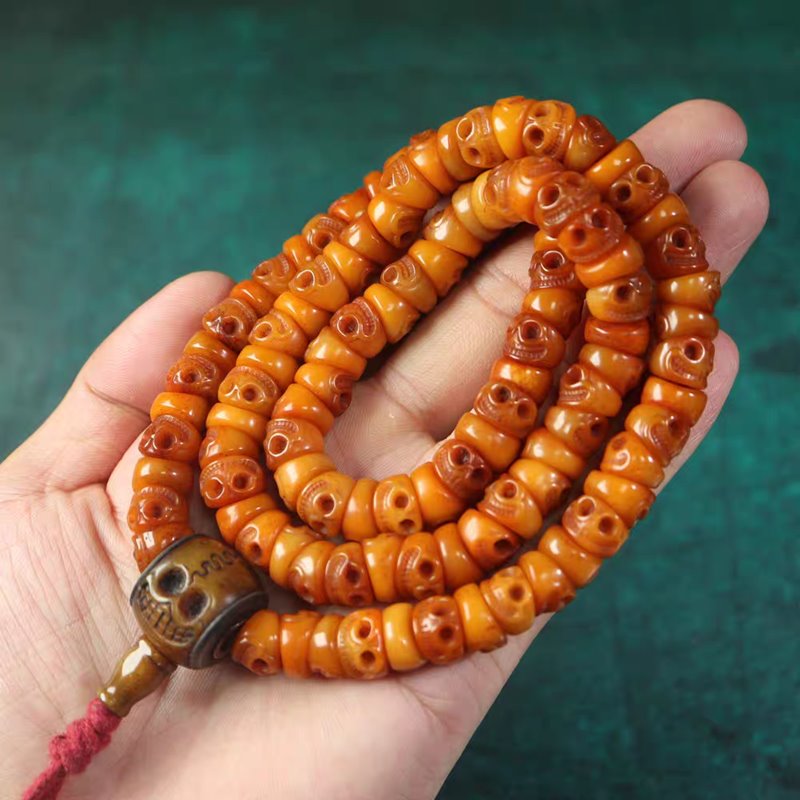 Vintage Tibetan Yak Bone Skull Prayer Beads