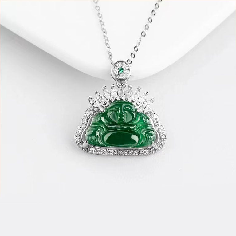 Diamond Jade Buddha Pendant