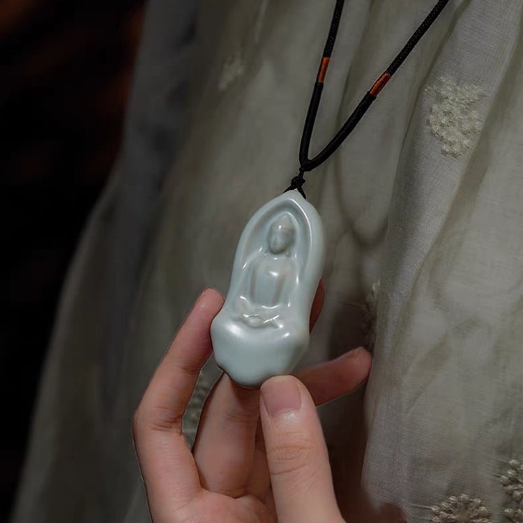 Porcelain Dhyana Mudra Buddha Pendant