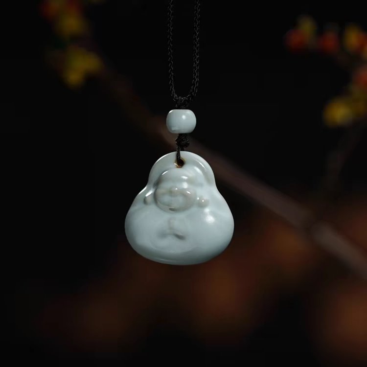 Porcelain Laughing Buddha Pendant