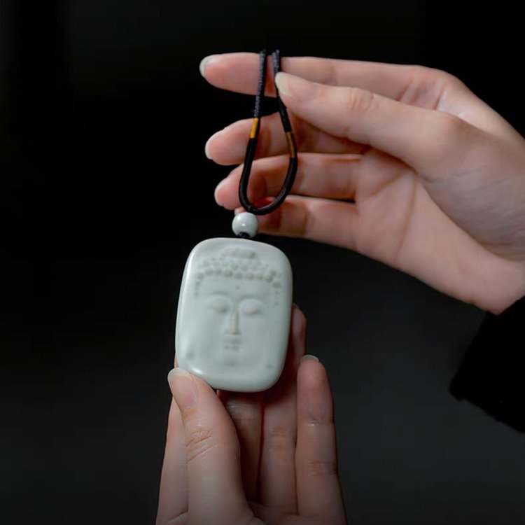 Porcelain Ceramic Buddha Portrait Pendant