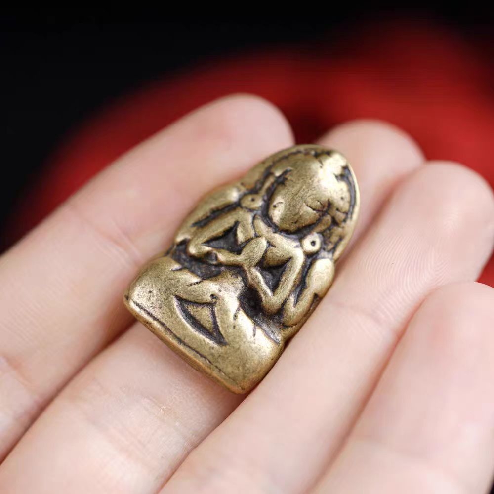 Vintage Tibetan Brass Quan Yin Amulet