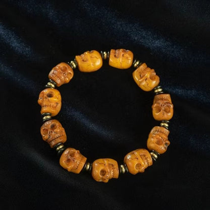 Old Tibetan Yak Bone Skull Beads Wrist Mala