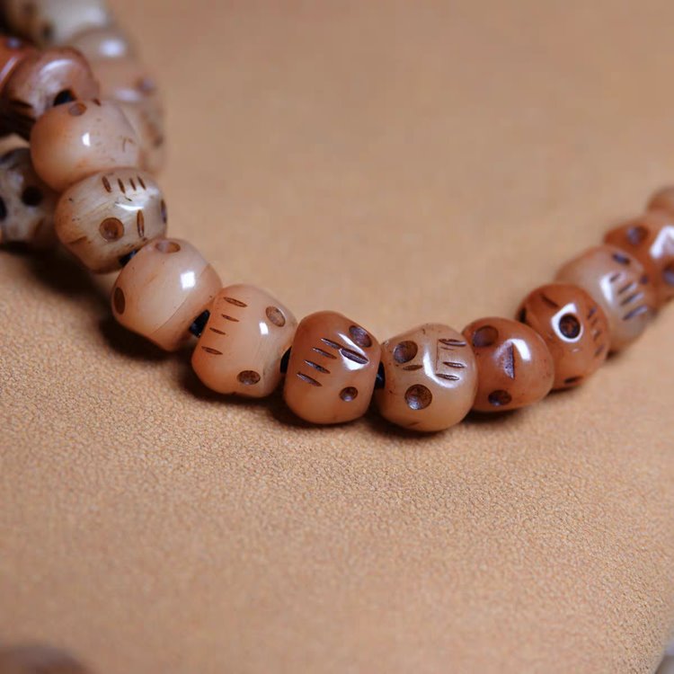 Tibetan Yak Bone Mens Mala Necklace