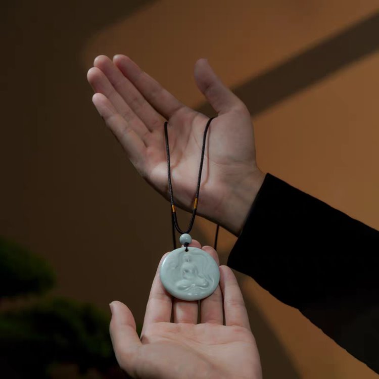 Earth Touching Small Ceramic Buddha Pendant