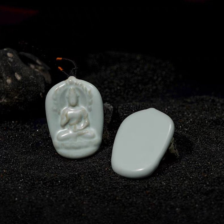 Blue and White Porcelain Buddha Pendant