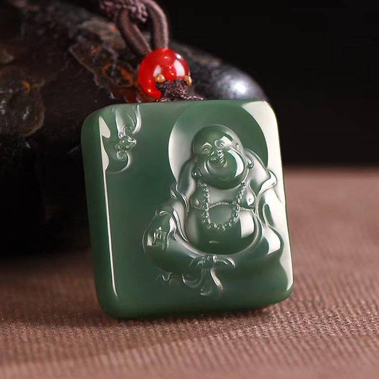 Laughing Buddha Jade Pendant
