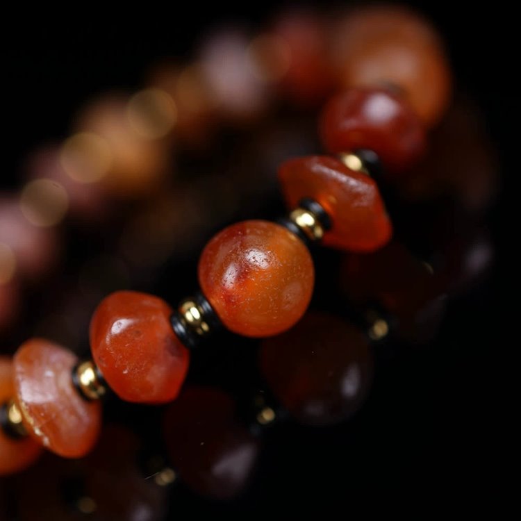 Vintage Tibetan Agate Wrist Mala Prayer Beads