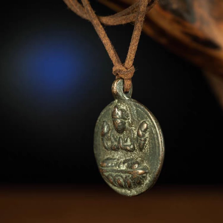 Vintage Tibetan Copper Guanyin Amulet