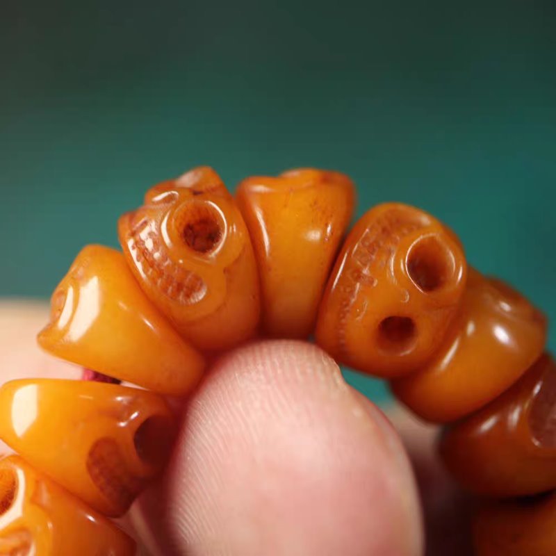 Vintage Tibetan Yak Bone Skull Prayer Beads