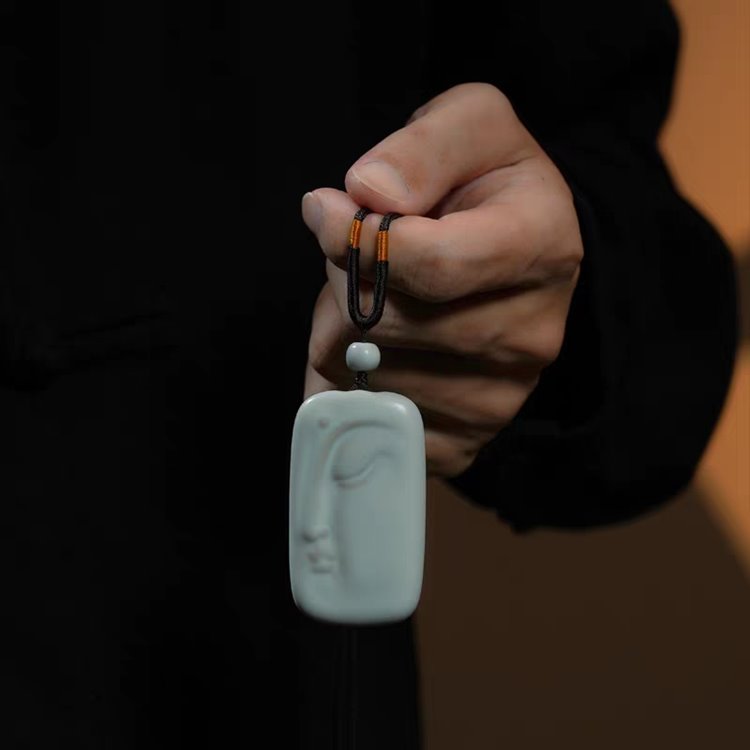 Contemporary Porcelain Buddha Head Pendant