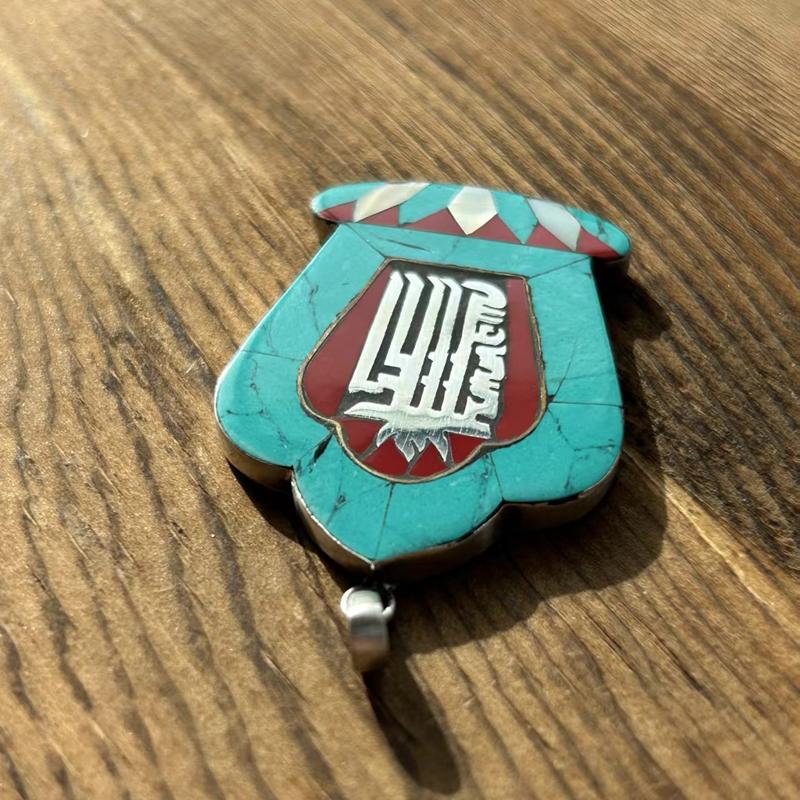 Crushed Turquoise Silver Inlay Nepali Pendant