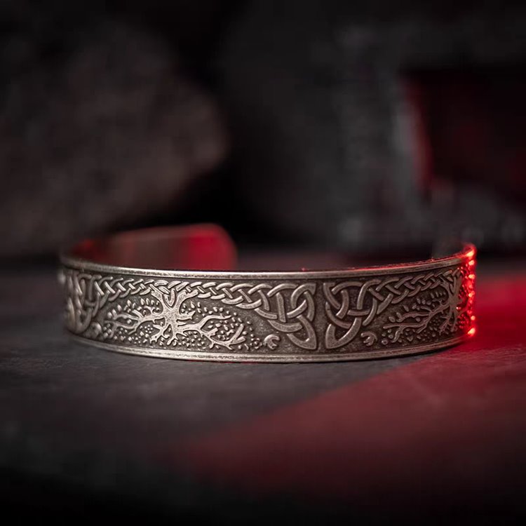 Yggdrasil Tree of Life Celtic Knot Cuff Bracelet