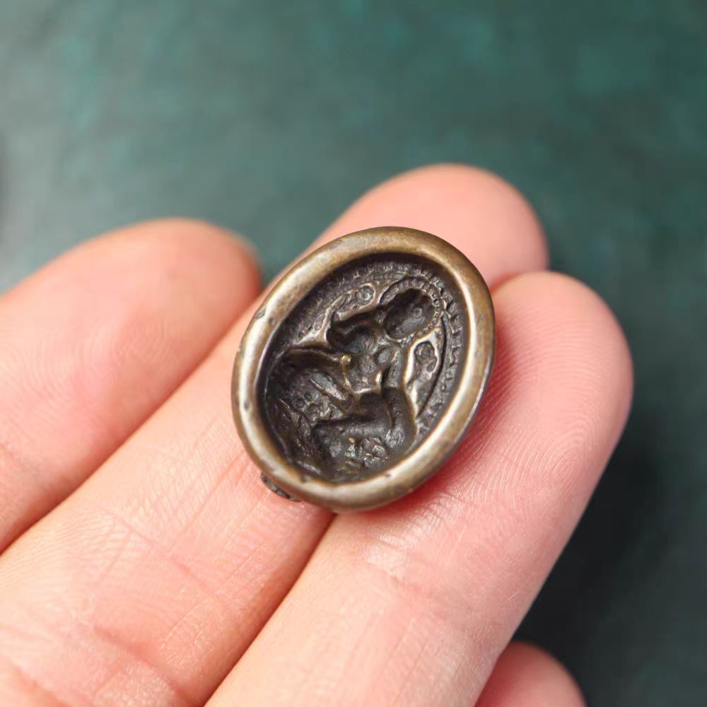 Vintage Tibetan Iron Green Tara Mantra Pendant