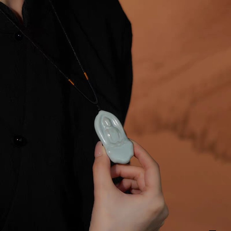 Porcelain Dhyana Mudra Buddha Pendant