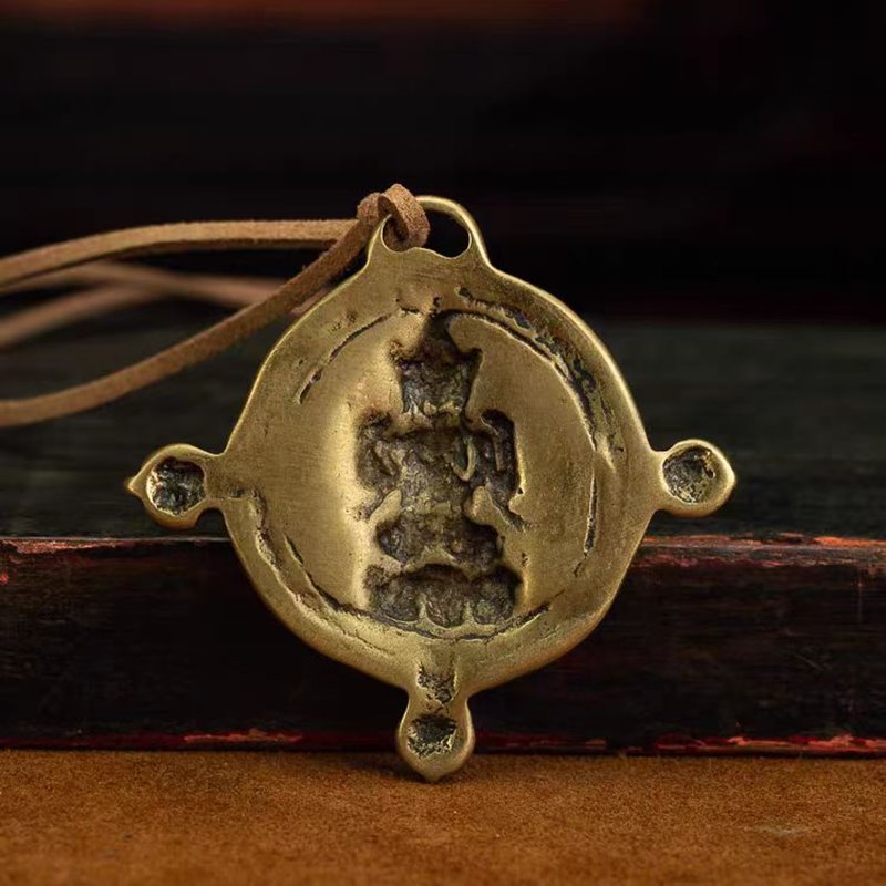 Vintage Tibetan Brass Guanyin Amulet