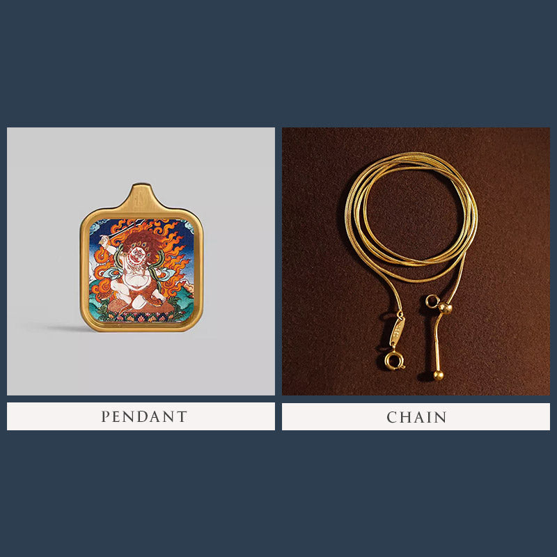 Square-Framed Fudo Myo-o Thangka Pendant