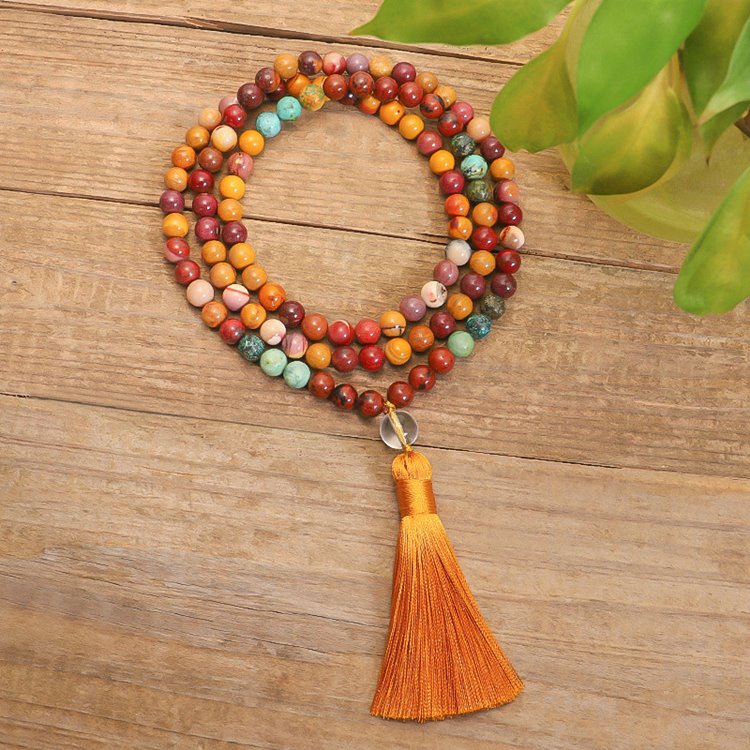 Agate African Turquoise Yoga Mala Beads-Mantrapiece