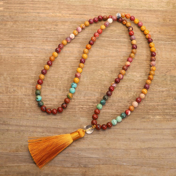 Agate African Turquoise Yoga Mala Beads-Mantrapiece