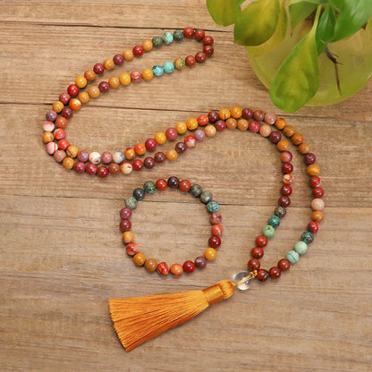 Agate African Turquoise Yoga Mala Beads-Mantrapiece