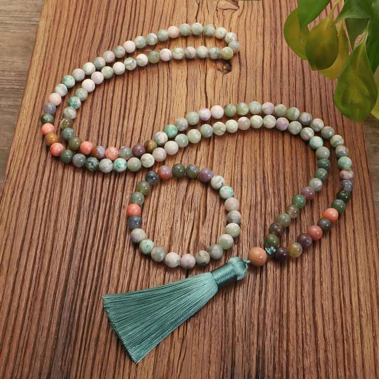 Agate Amazonite Mala Yoga Beads