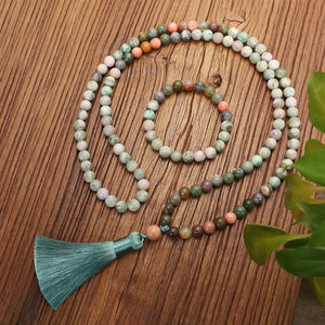 Agate Amazonite Mala Yoga Beads-Mantrapiece