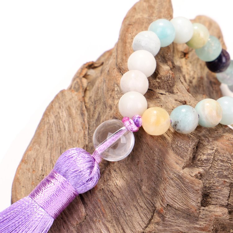 Amethyst Fluorite Yoga Beads Necklace