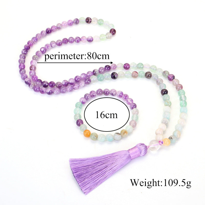 Amethyst Fluorite Yoga Beads Necklace