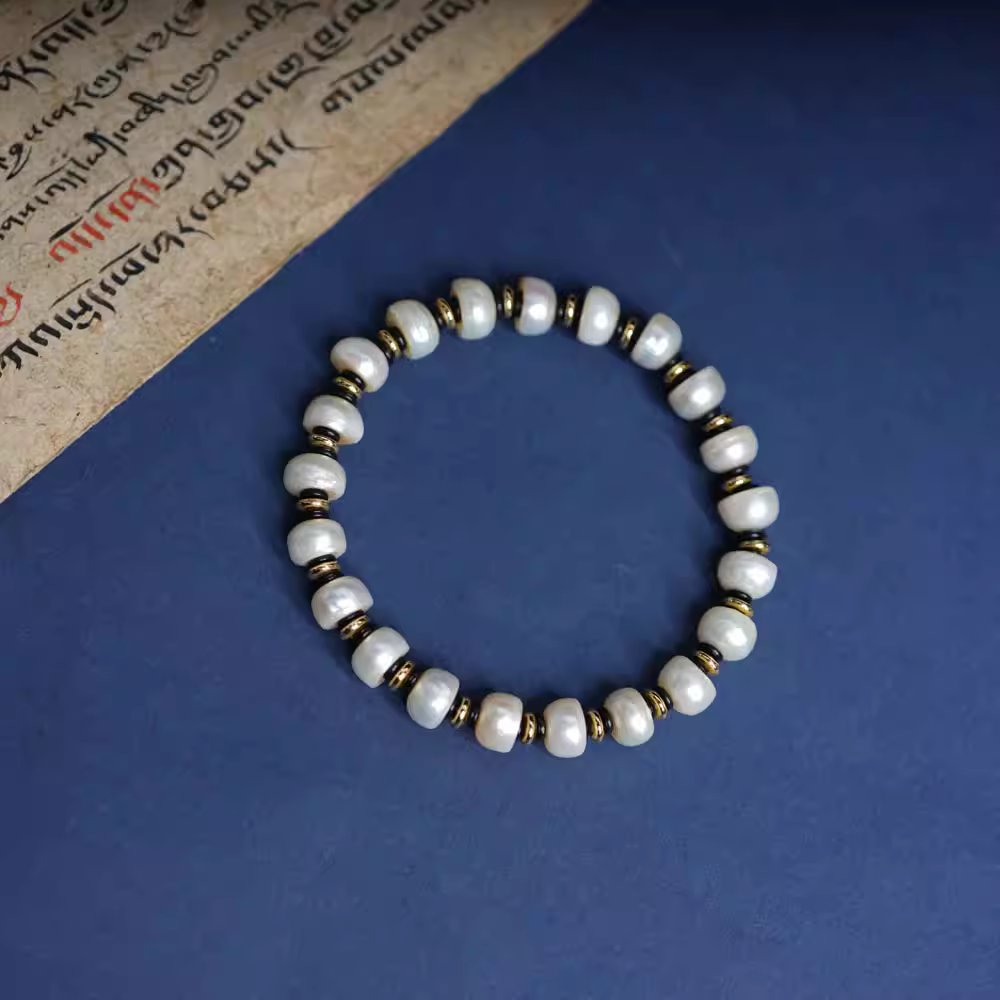 Antique Tibetan Mens Pearl Bracelet