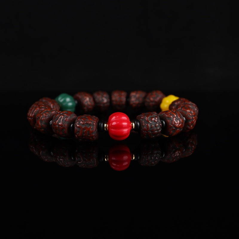 Antique Tibetan Rudraksha Agate Wrist Mala