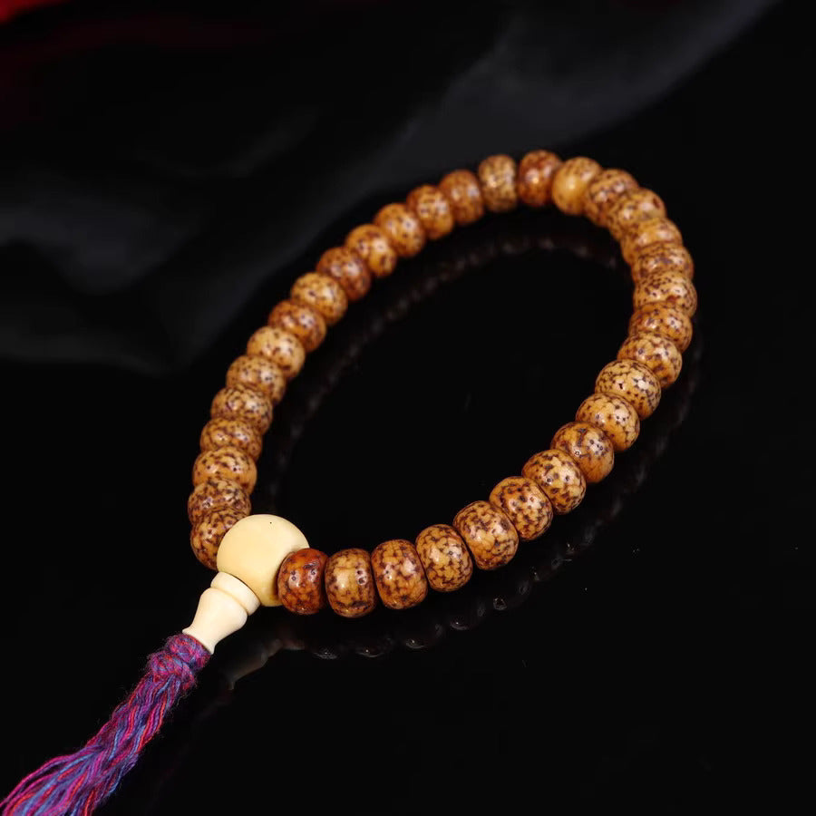 Antique Tibetan Star Moon Bodhi Seed Wrist Mala