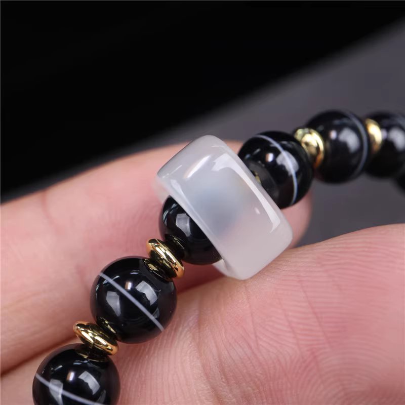 Antique Tibetan Striped Agate Mala