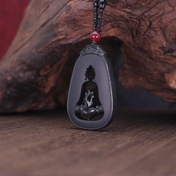 Black Jade Buddha Pendant