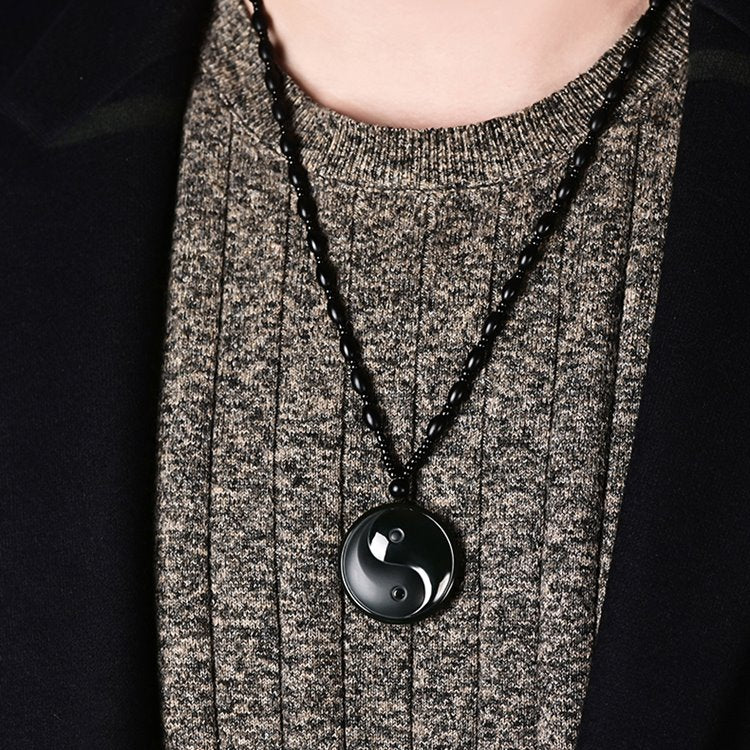 Black Jade Yin Yang Pendant Necklace