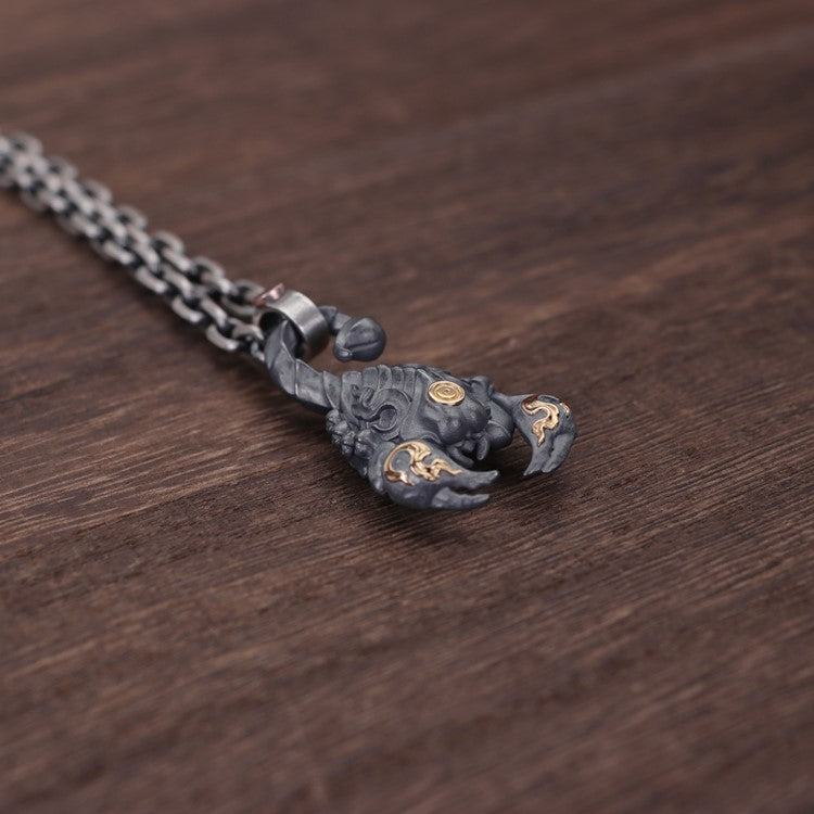 Guru Dorje Drolo: Black Iron Scorpion Pendant - 10k Gold - Mantrapiece