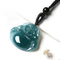 Blue Jade Laughing Buddha Pendant