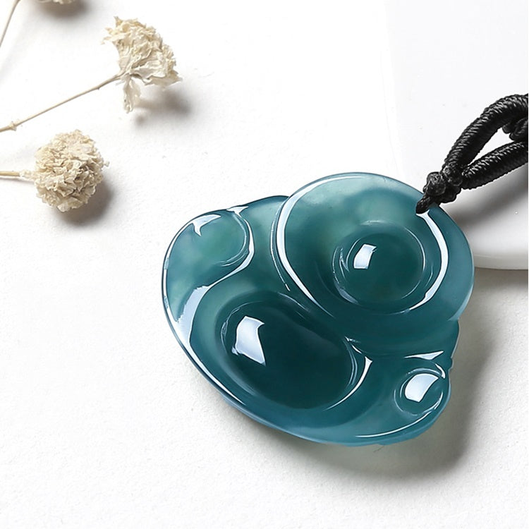 Blue Jade Laughing Buddha Pendant