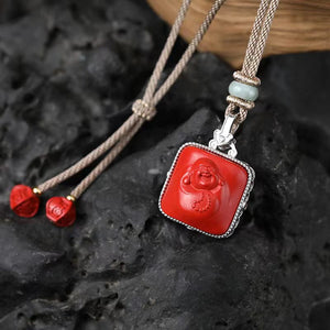 Cinnabar Laughing Buddha Necklace-Mantrapiece