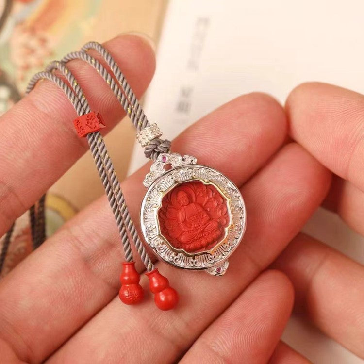 Cinnabar Red Buddha Necklace