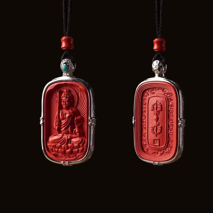 Cinnabar Red Buddha Pendant